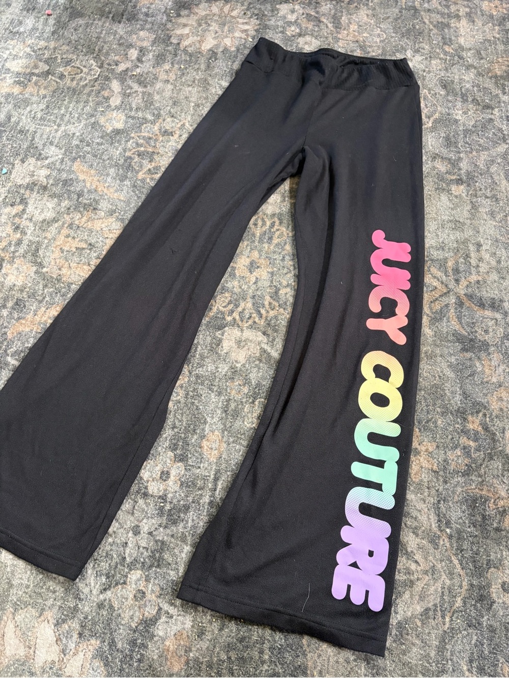 Juicy Couture Black Pants with Rainbow Logo